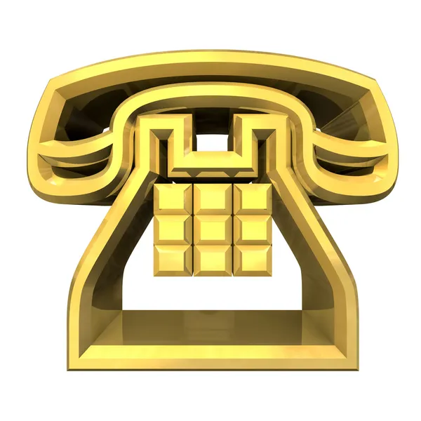 Phone symbol in gold - 3D — Stock Photo, Image