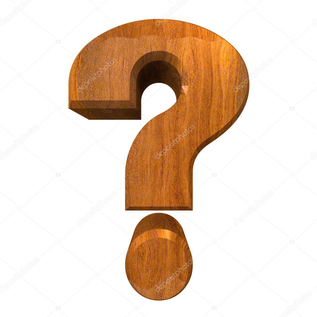 Question mark symbol in wood (3d)