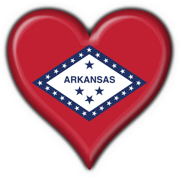 Arkansas (Usa stát) tlačítko příznak tvaru srdce — Stock fotografie