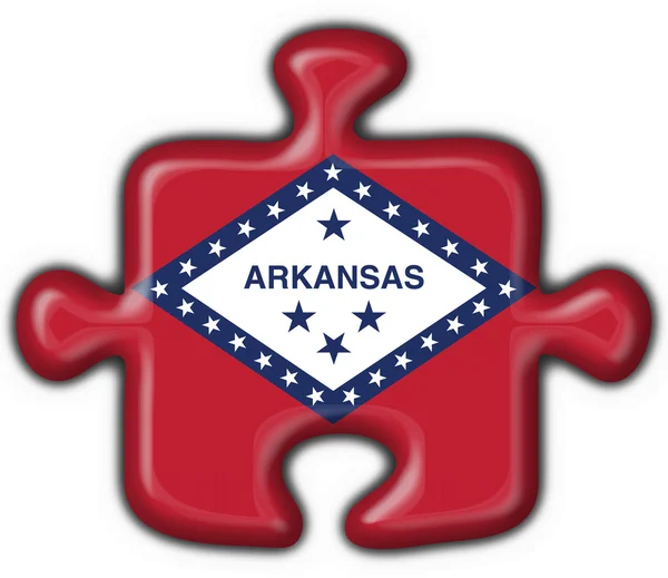 Arkansas (Usa stát) tlačítko příznak puzzle tvaru — Stock fotografie