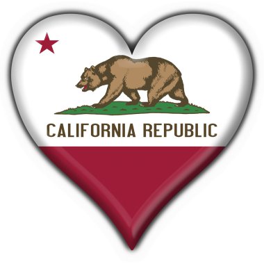 California (USA State) button flag heart shape clipart