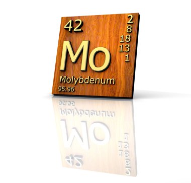 Molybdenum form Periodic Table of Elements - wood board clipart