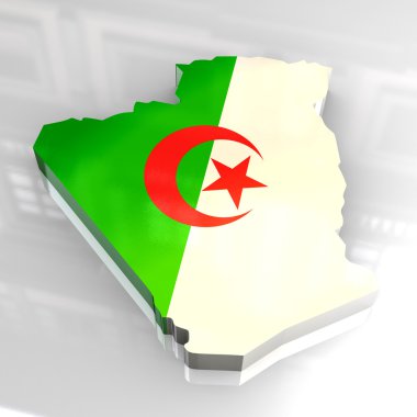 3d flag map of algeria clipart