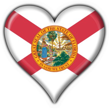 Florida (USA State) button flag heart shape clipart