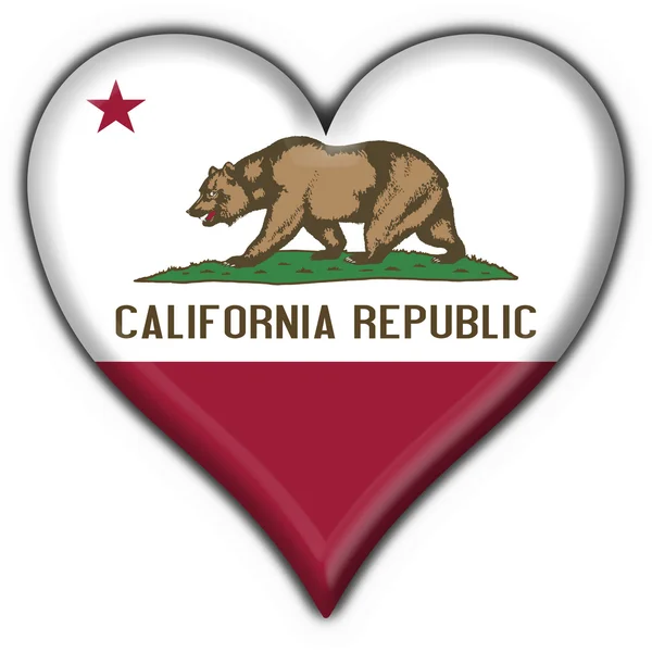 Californië (Verenigde Staten staat) knop vlag hart vorm — Stockfoto