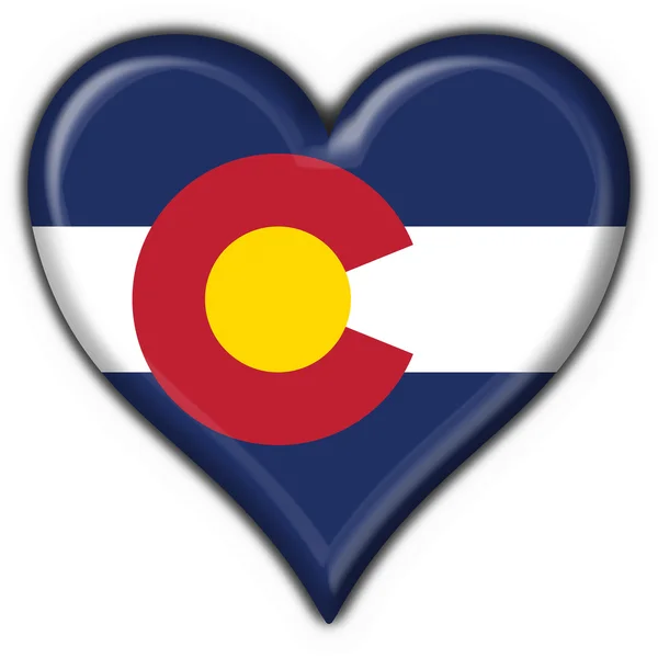 Κολοράντο (ΗΠΑ κράτος) κουμπί σημαία καρδιά σχήμα — Φωτογραφία Αρχείου