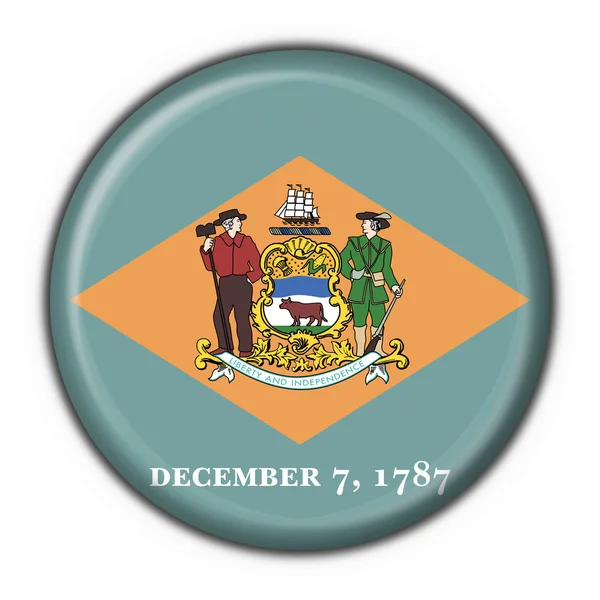 Delaware (Usa stat) knappen flagga runda formen — Stockfoto