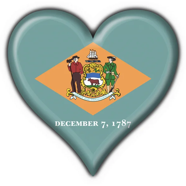 Delaware (Usa staat) knop vlag hart vorm — Stockfoto