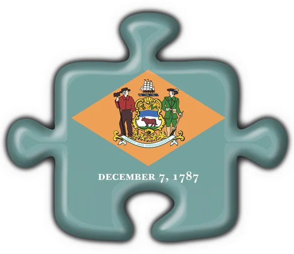 Delaware (Usa staat) knop vlag puzzel vorm — Stockfoto