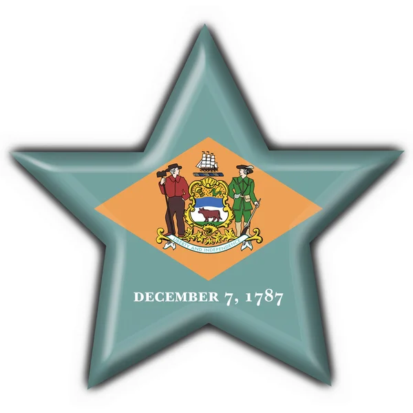 Vlajka tlačítko Delaware (Usa stát) star tvar — Stock fotografie