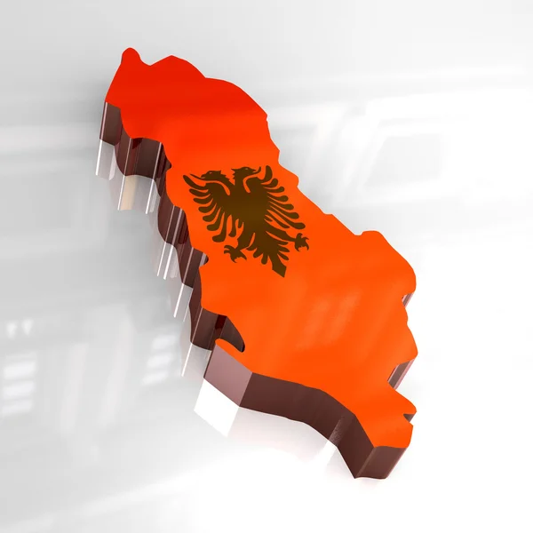 3D bayrak harita Arnavutluk — Stok fotoğraf