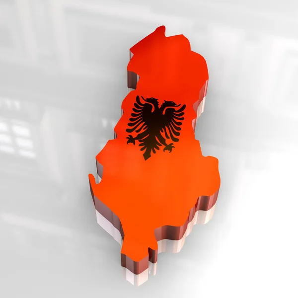 Mappa della bandiera 3d di albania — Foto Stock