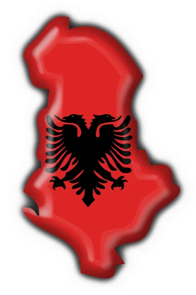Pulsante albanese bandiera mappa forma — Foto Stock