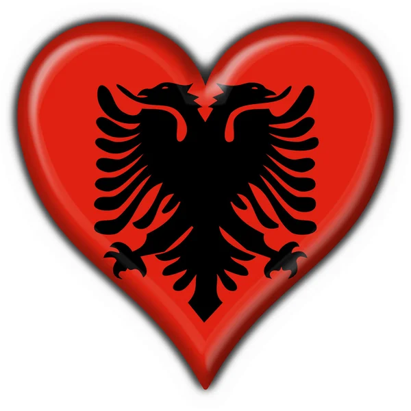 Pulsante albanese bandiera a forma di cuore — Foto Stock