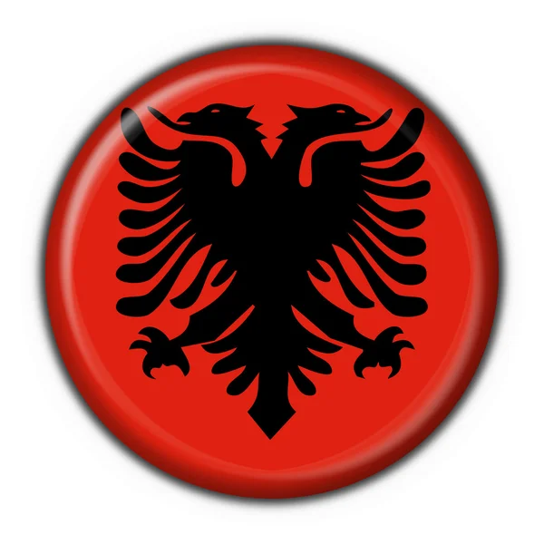 Σημαία του αλβανικού κουμπί γύρο σχήμα — Φωτογραφία Αρχείου