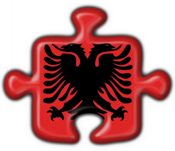 Albanese pulsante bandiera puzzle forma — Foto Stock