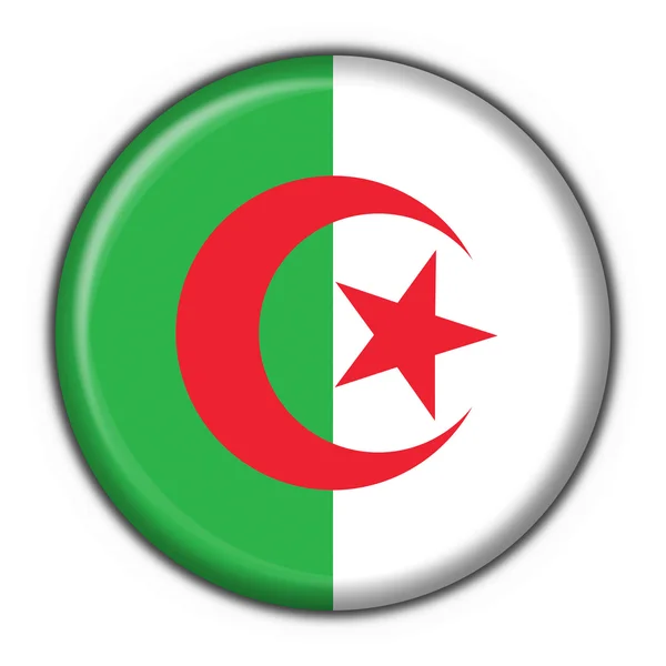 Cezayir düğme bayrağı şekli yuvarlak — Stok fotoğraf