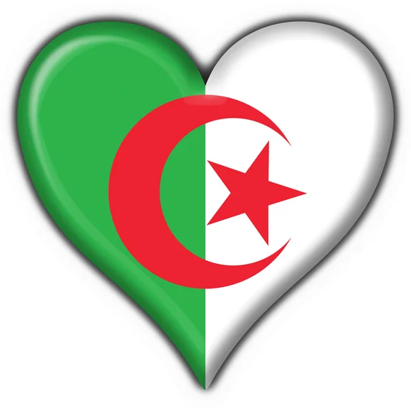 Algerien Knopf Flagge Herz Form — Stockfoto
