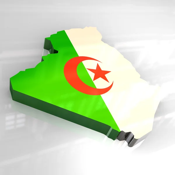 3d Flagge Karte von Algerien — Stockfoto