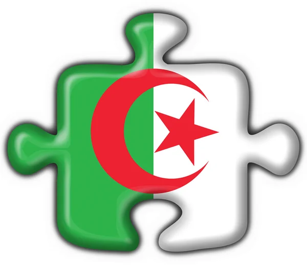 阿尔及利亚按钮国旗拼图形状 — 图库照片