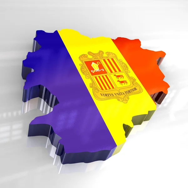 3D-vlag kaart van andorra — Stockfoto
