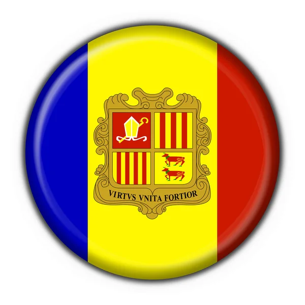 Andorra knop vlag ronde vorm — Stockfoto