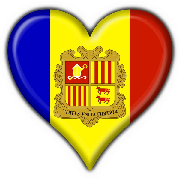 Andorra button flagge herzform — Stockfoto