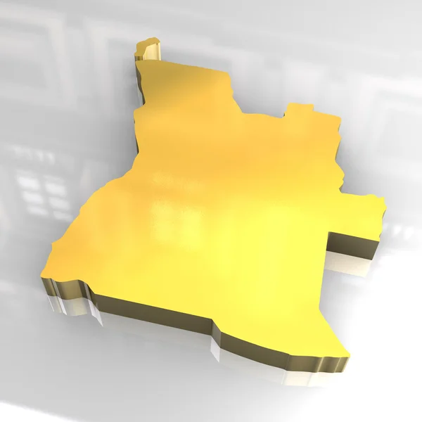 3D-gouden kaart van angola — Stockfoto