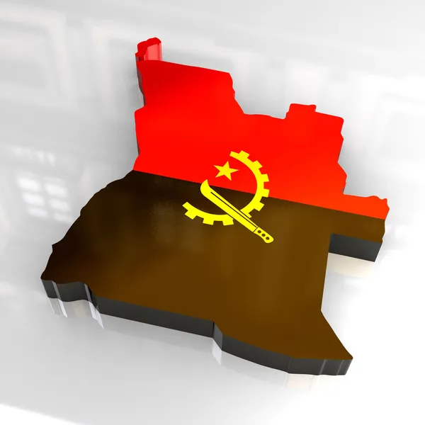 Mapa de la bandera 3d de angola — Foto de Stock