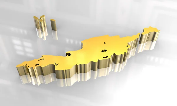 3D-gouden kaart van anguilla — Stockfoto