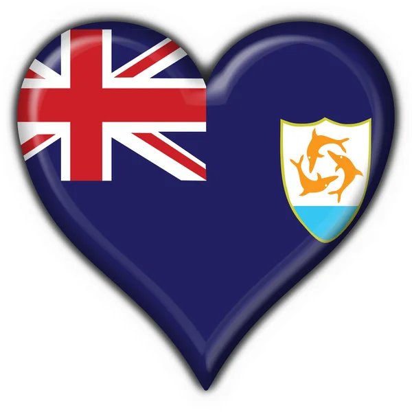 Anguilla Knopf Flagge Herzform — Stockfoto