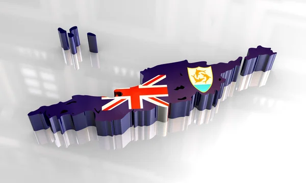 3d Flagge Karte von Anguilla — Stockfoto