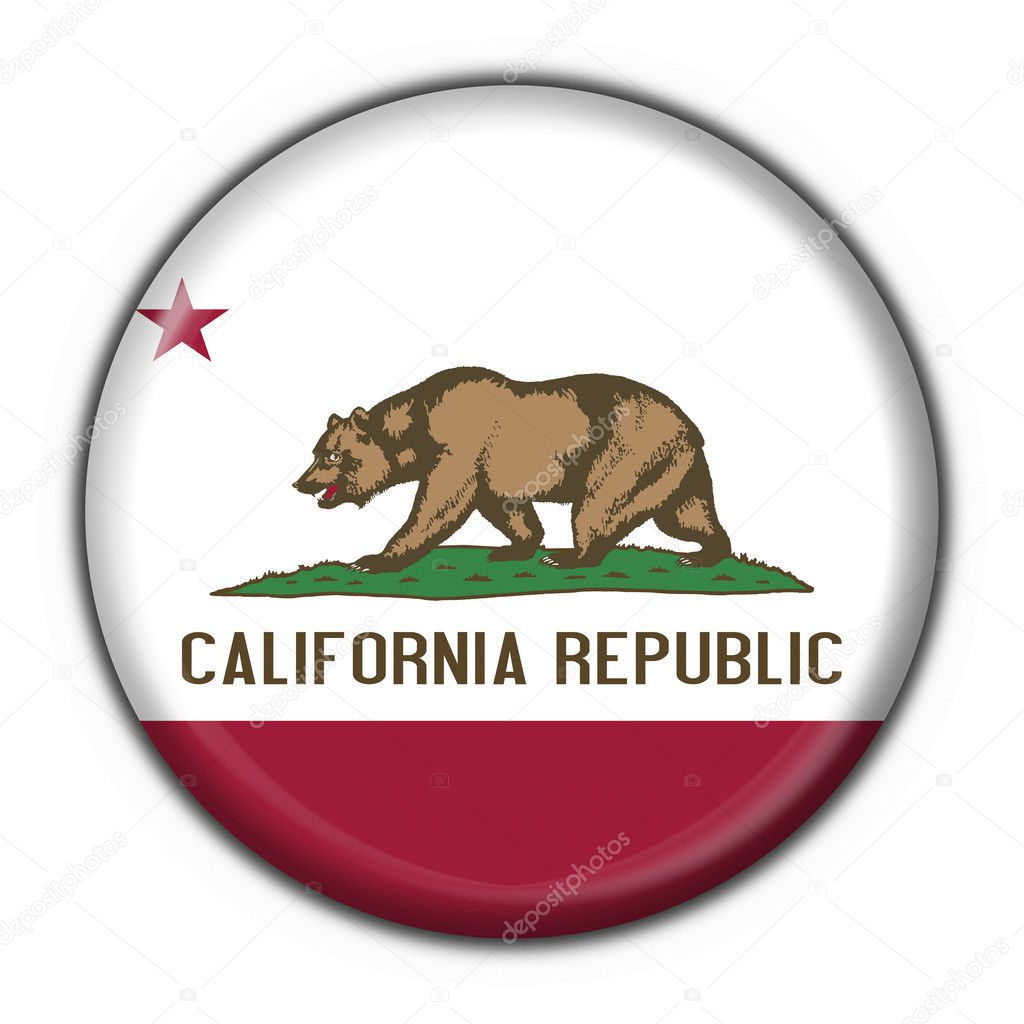 California (USA State) button flag round shape