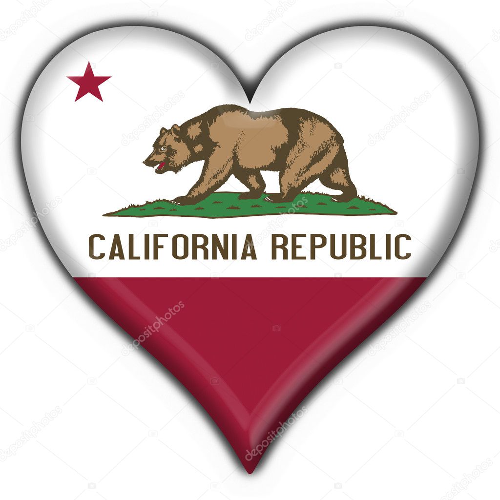 California (USA State) button flag heart shape