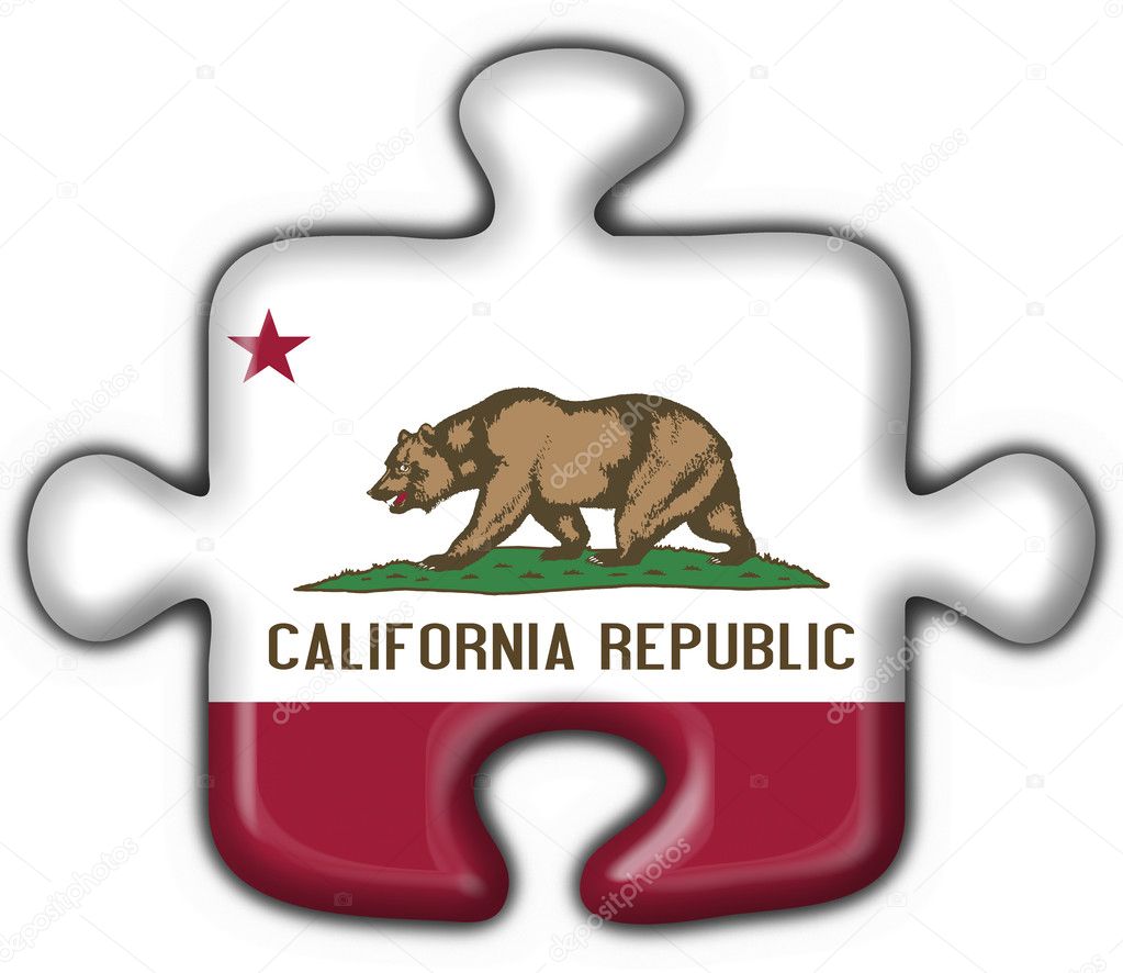 California (USA State) button flag puzzle shape