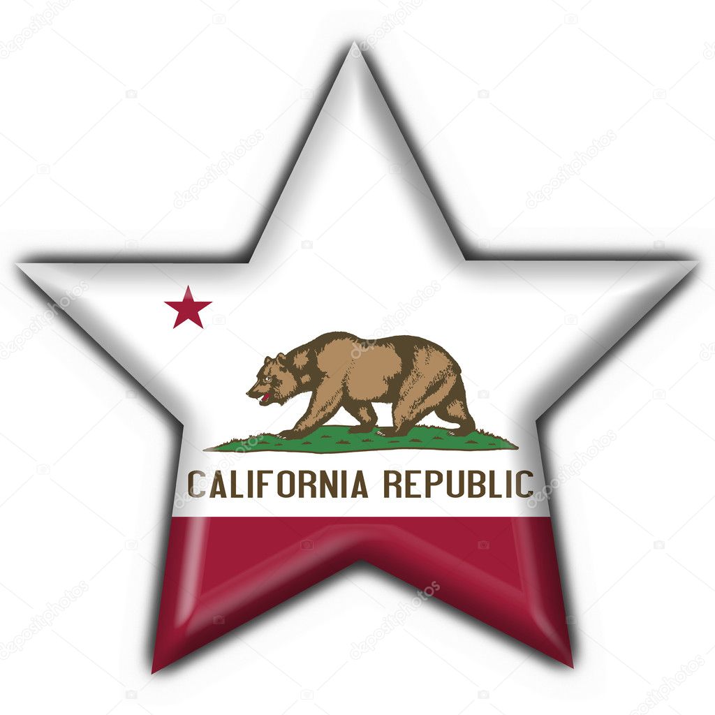 California (USA State) button flag star shape