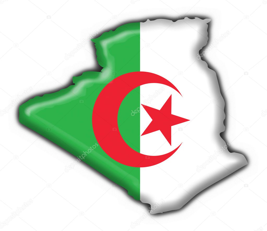 Algeria button flag map shape