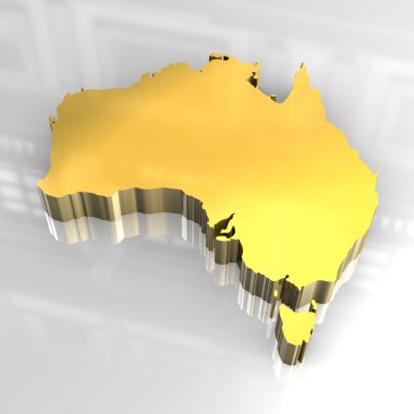 3d golden map of australia clipart