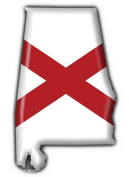 Vlag van Alabama (VS staat) knop kaart vorm — Stockfoto