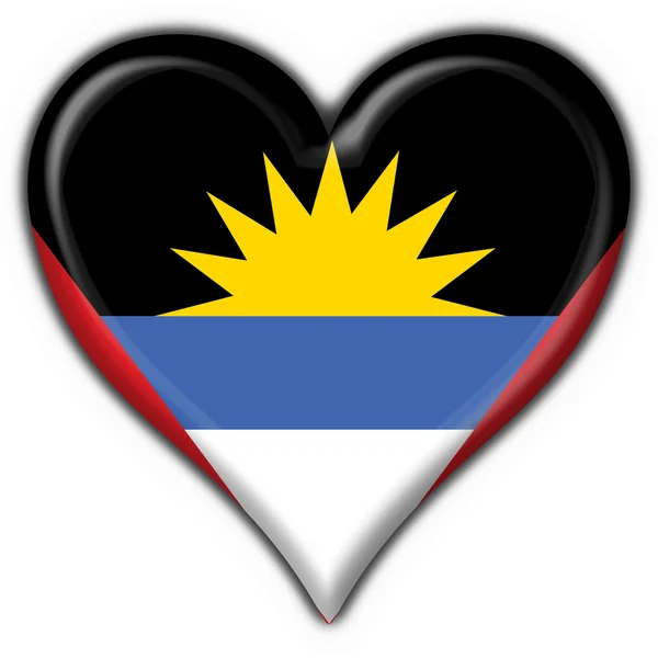 Antigua & Barbuda button flag heart shape — Stock Photo, Image