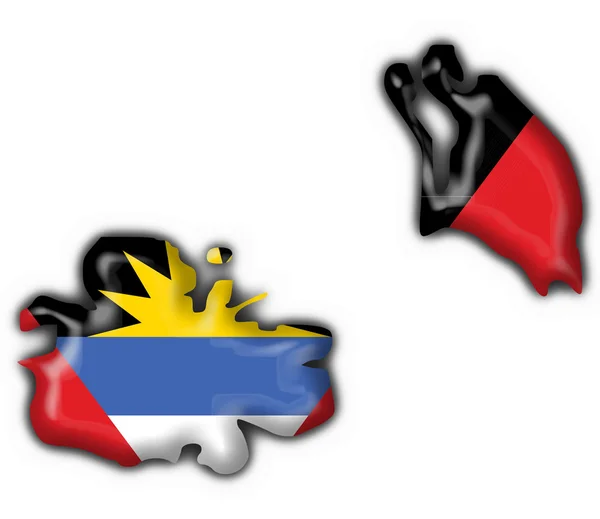 Antigua & Barbuda botão bandeira mapa forma — Fotografia de Stock