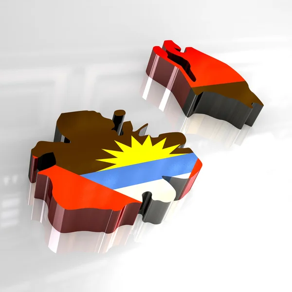 3D flagga karta över Antigua & Barbuda — Stockfoto