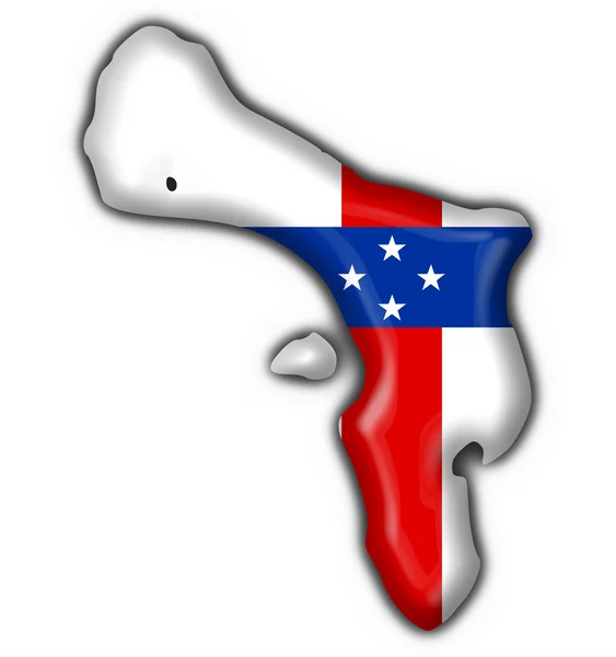 Bonaire Antilhas Holandesas mapa da bandeira botão — Fotografia de Stock