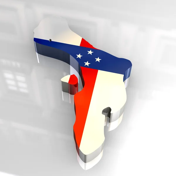3D bayrak bonaire, Hollanda Antilleri Haritası — Stok fotoğraf
