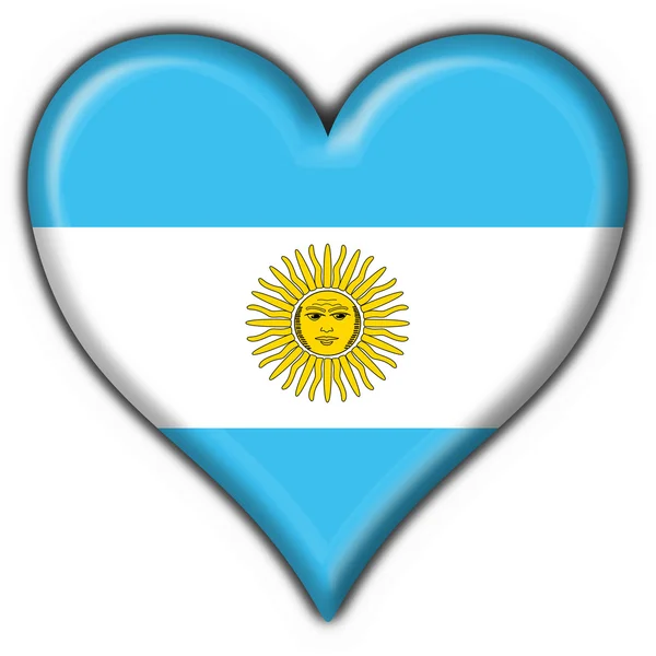 Argentina button flag heart shape — Stock Photo, Image