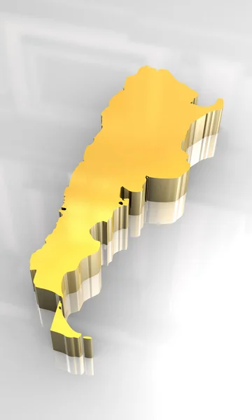 3D mapa złoty z Argentyny — Zdjęcie stockowe