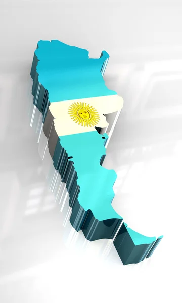 3D χάρτη σημαία της Αργεντινής — Φωτογραφία Αρχείου