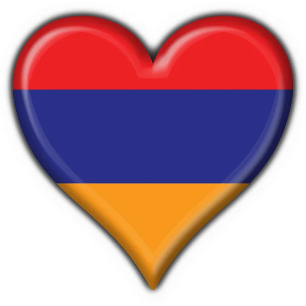 Botón armenio bandera forma corazón — Foto de Stock