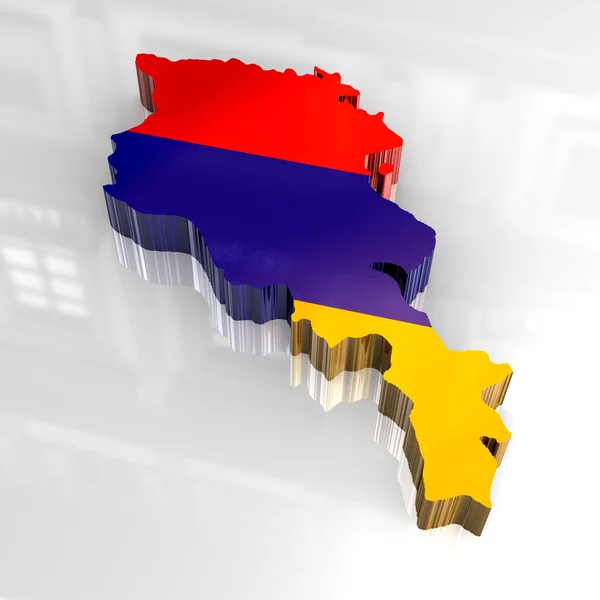 Armenia 3D bayrağı Haritası — Stok fotoğraf