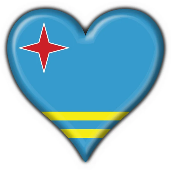 Aruba knop vlag hart vorm — Stockfoto